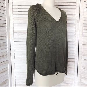 Army Green V-Neck Sweater
